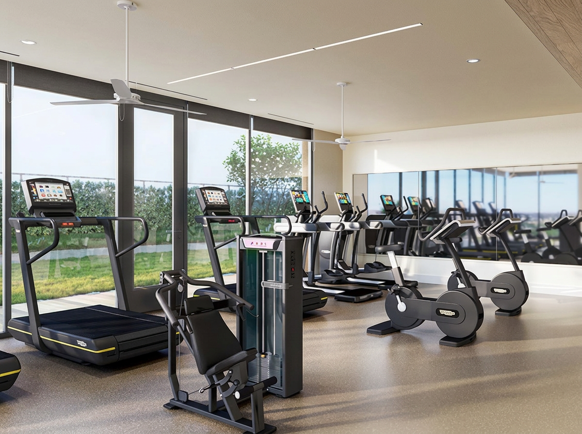 Fitness centre, yoga & spin studios